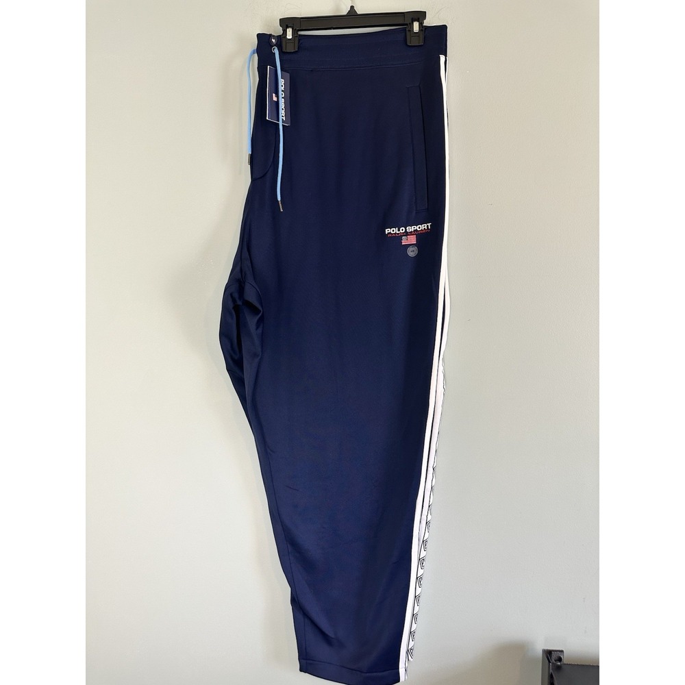 Polo Sport Ralph Lauren Navy Track Pants Men's 6XB Big Tall Logo Side Stripe NWT